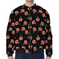 Watercolor Carnation Pattern Print Zip Sleeve Bomber Jacket