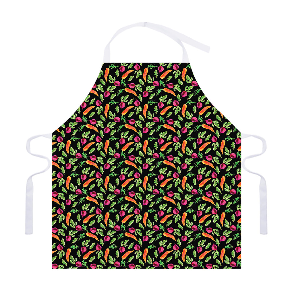 Watercolor Carrot And Radish Print Adjustable Apron