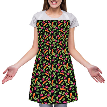 Watercolor Carrot And Radish Print Adjustable Apron