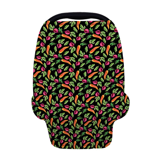 Watercolor Carrot And Radish Print Baby Seat Cover