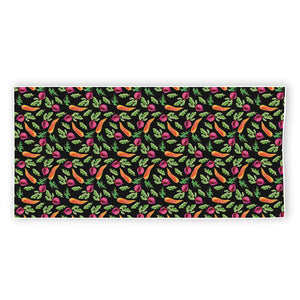 Watercolor Carrot And Radish Print Beach Towel