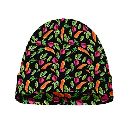 Watercolor Carrot And Radish Print Beanie