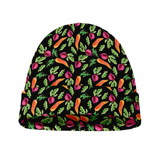 Watercolor Carrot And Radish Print Beanie