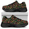 Watercolor Carrot And Radish Print Black Chunky Shoes