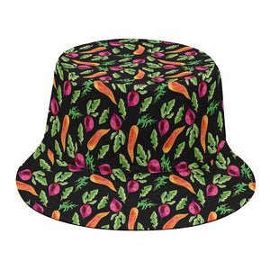 Watercolor Carrot And Radish Print Bucket Hat