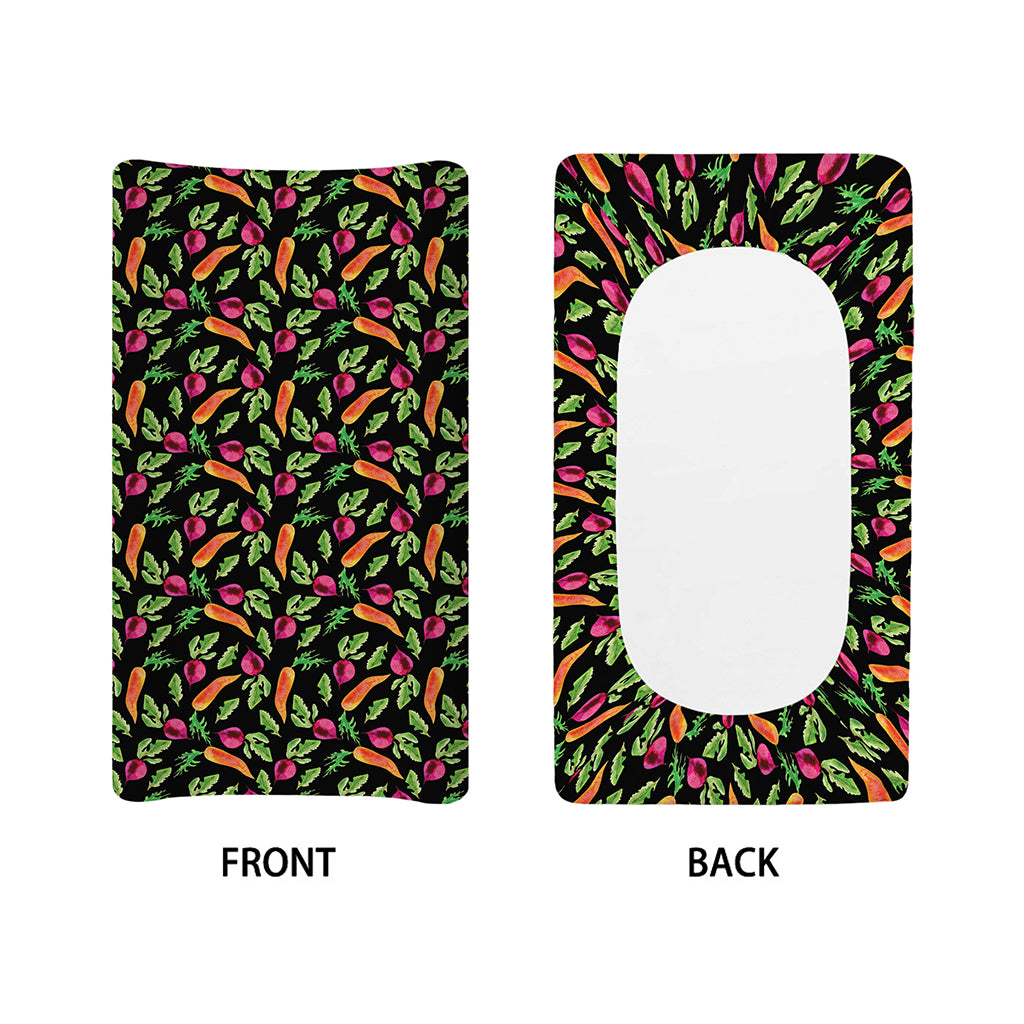 Watercolor Carrot And Radish Print Changing Pad Cover
