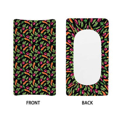 Watercolor Carrot And Radish Print Changing Pad Cover