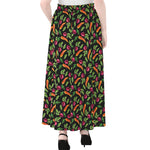 Watercolor Carrot And Radish Print Chiffon Maxi Skirt
