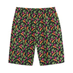 Watercolor Carrot And Radish Print Cotton Shorts
