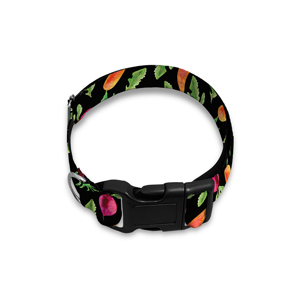 Watercolor Carrot And Radish Print Dog Collar