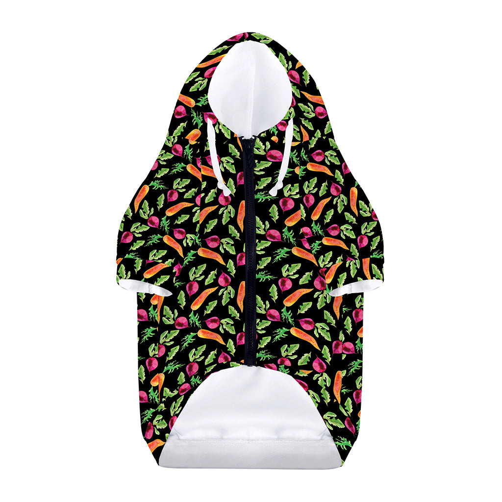 Watercolor Carrot And Radish Print Dog Zip Up Hoodie