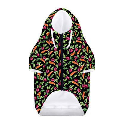 Watercolor Carrot And Radish Print Dog Zip Up Hoodie