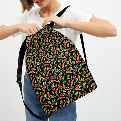Watercolor Carrot And Radish Print Drawstring Backpack