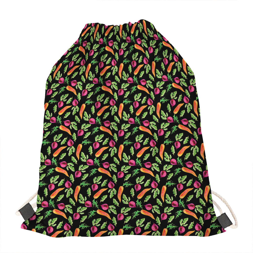 Watercolor Carrot And Radish Print Drawstring Bag