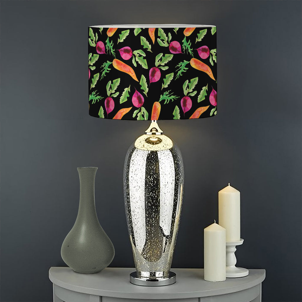 Watercolor Carrot And Radish Print Drum Lamp Shade
