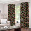 Watercolor Carrot And Radish Print Extra Wide Grommet Curtains