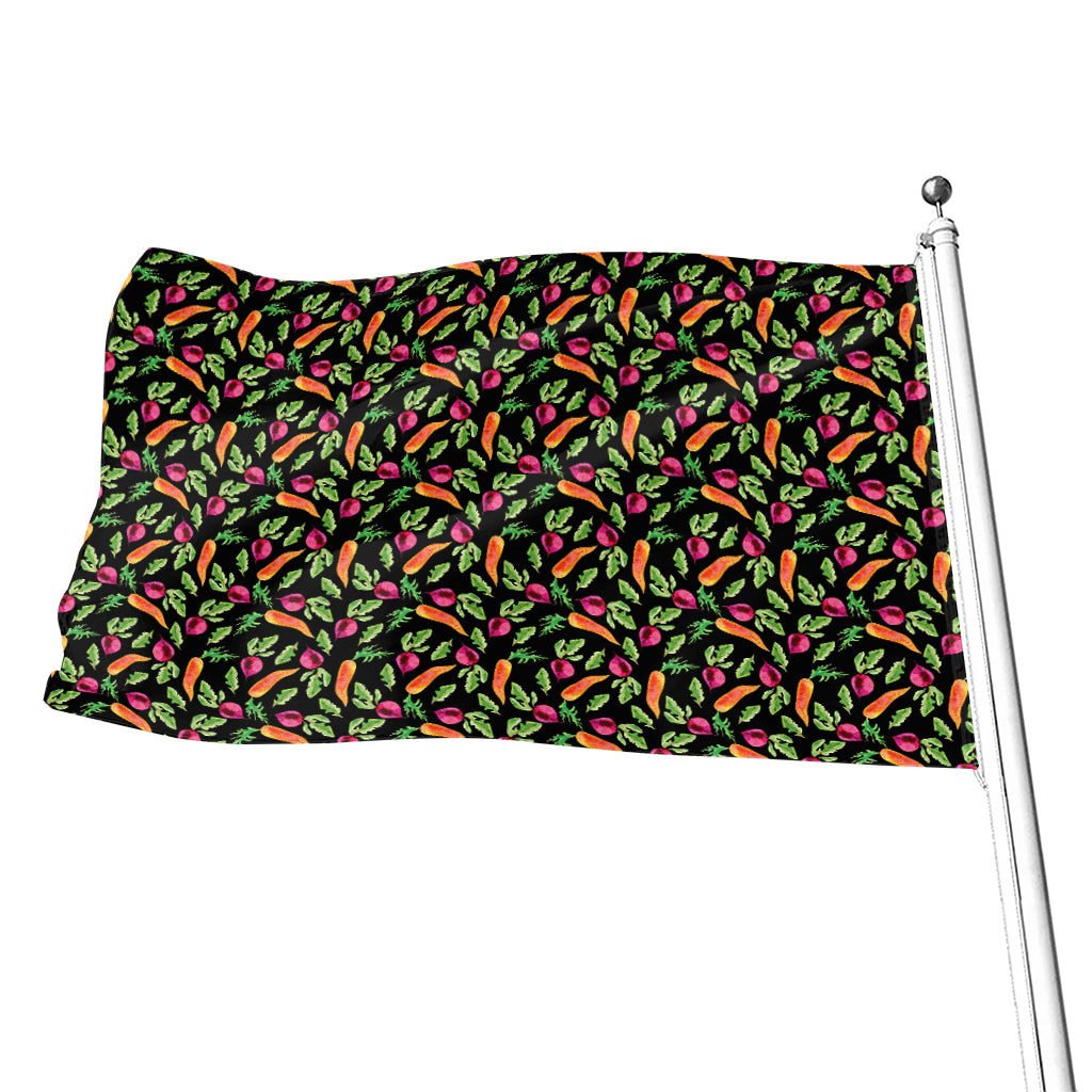 Watercolor Carrot And Radish Print Flag