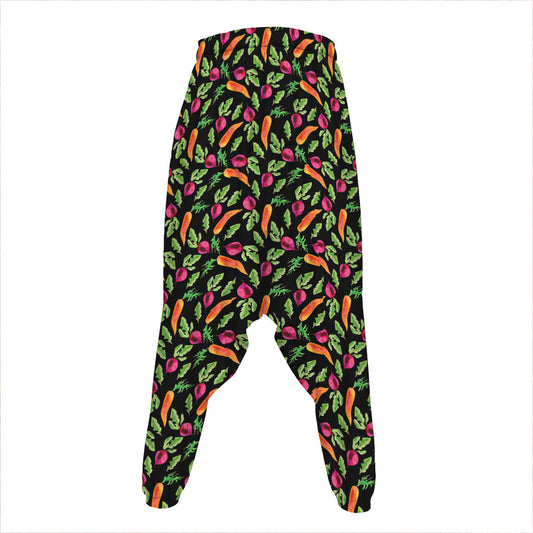 Watercolor Carrot And Radish Print Hammer Pants