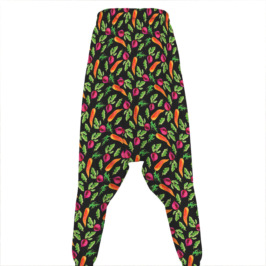 Watercolor Carrot And Radish Print Hammer Pants