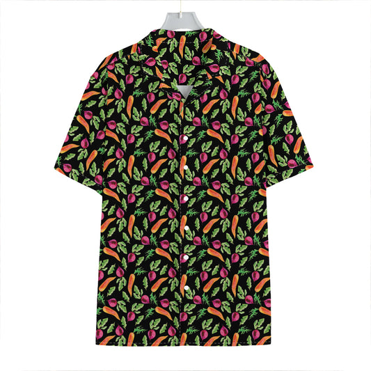 Watercolor Carrot And Radish Print Hawaiian Shirt