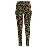 Watercolor Carrot And Radish Print High-Waisted Pocket Leggings