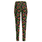 Watercolor Carrot And Radish Print High-Waisted Pocket Leggings