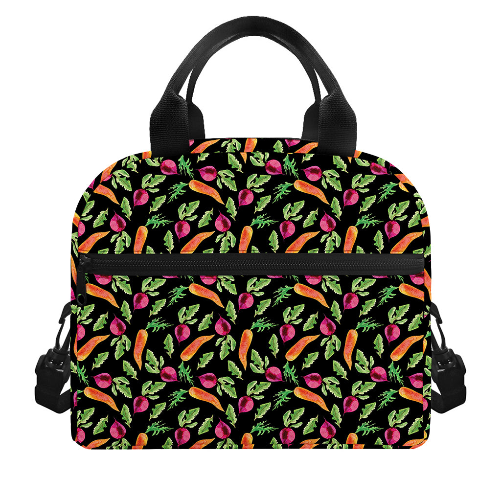 Watercolor Carrot And Radish Print Insulated Lunch Bag