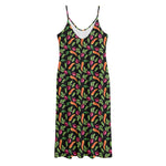 Watercolor Carrot And Radish Print Jersey Midi Cami Dress