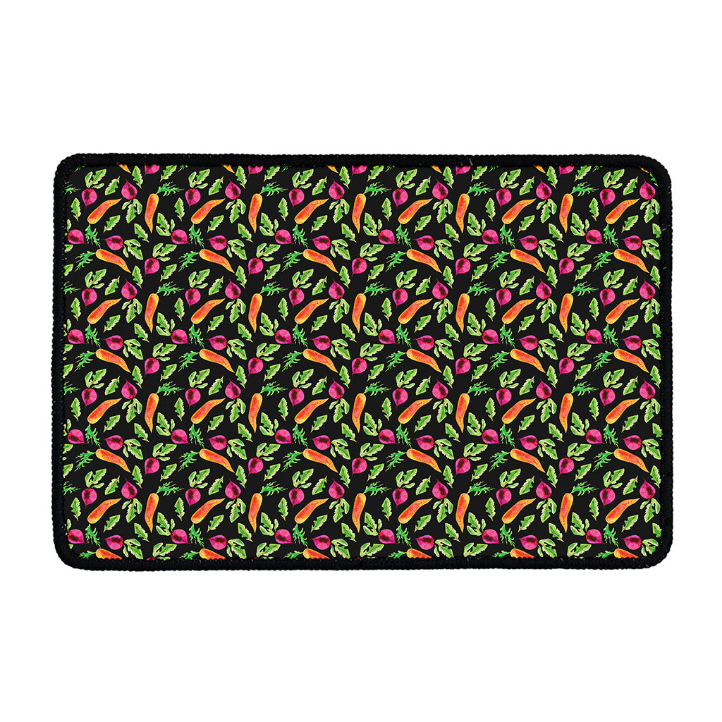 Watercolor Carrot And Radish Print Kitchen Mat