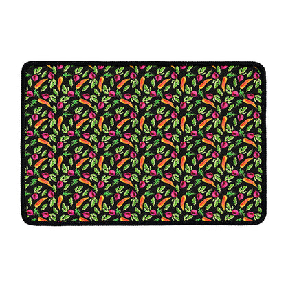 Watercolor Carrot And Radish Print Kitchen Mat