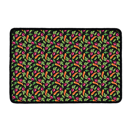 Watercolor Carrot And Radish Print Kitchen Mat