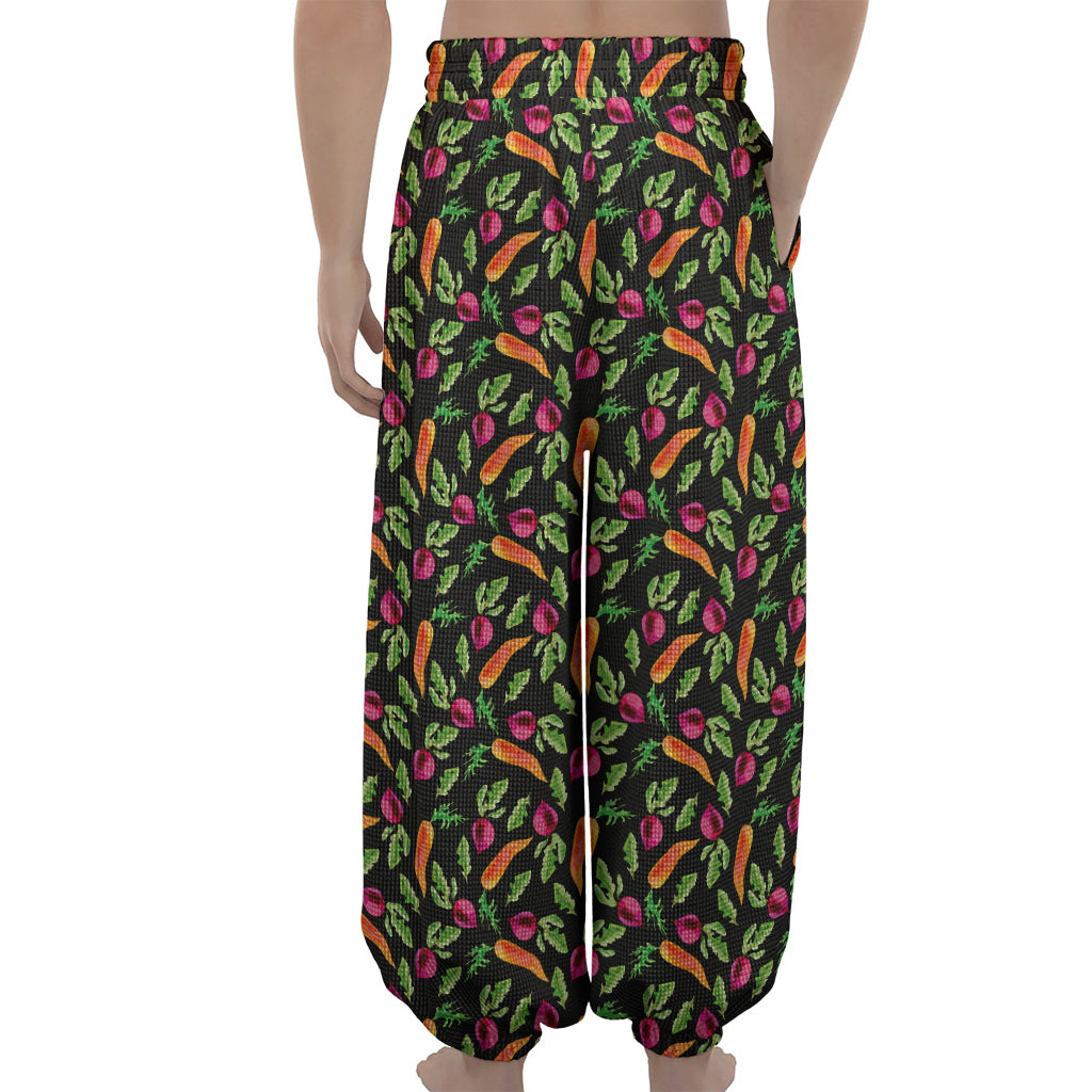 Watercolor Carrot And Radish Print Lantern Pants