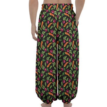 Watercolor Carrot And Radish Print Lantern Pants