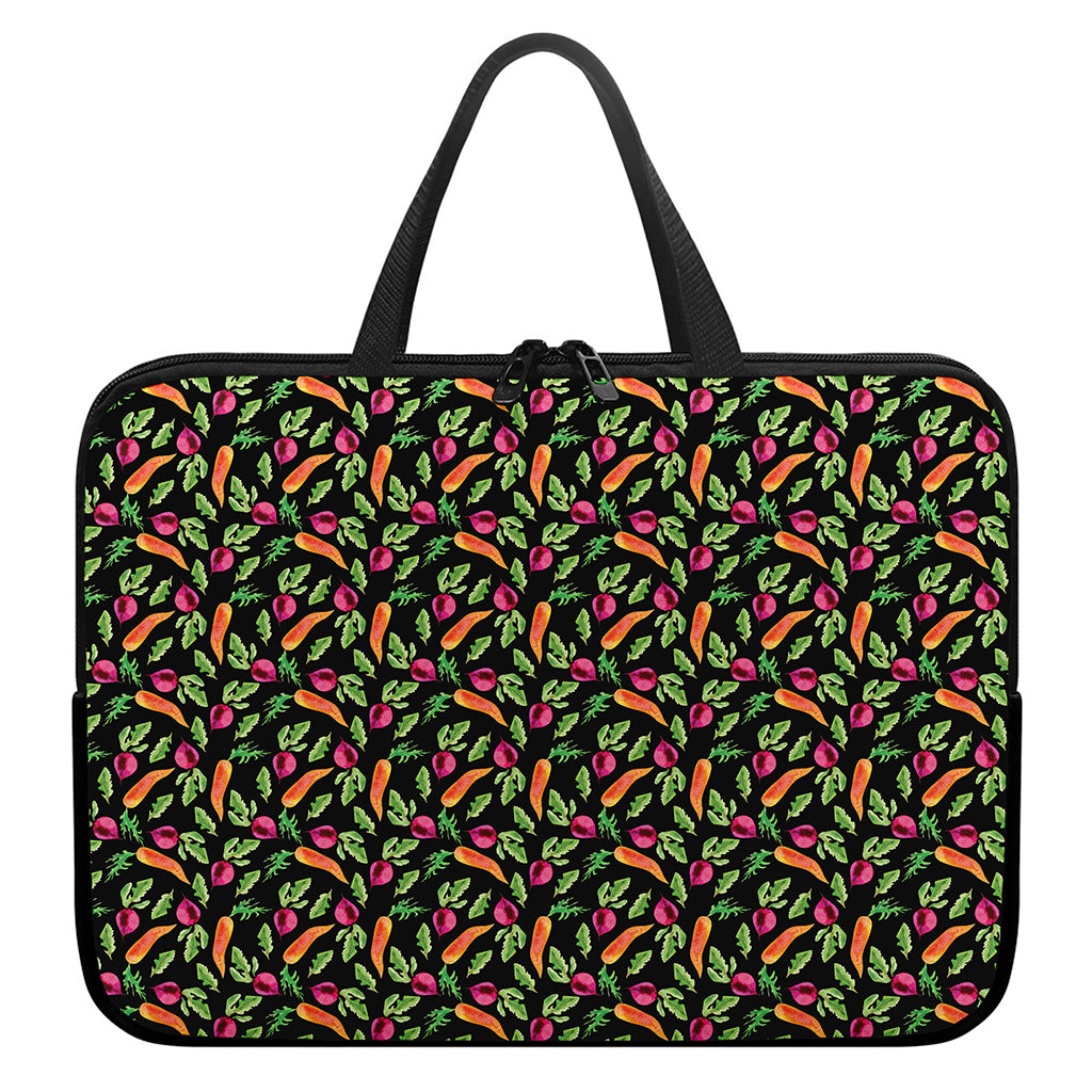 Watercolor Carrot And Radish Print Laptop Sleeve With Handle