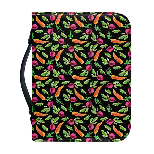 Watercolor Carrot And Radish Print Leather Bible Cover