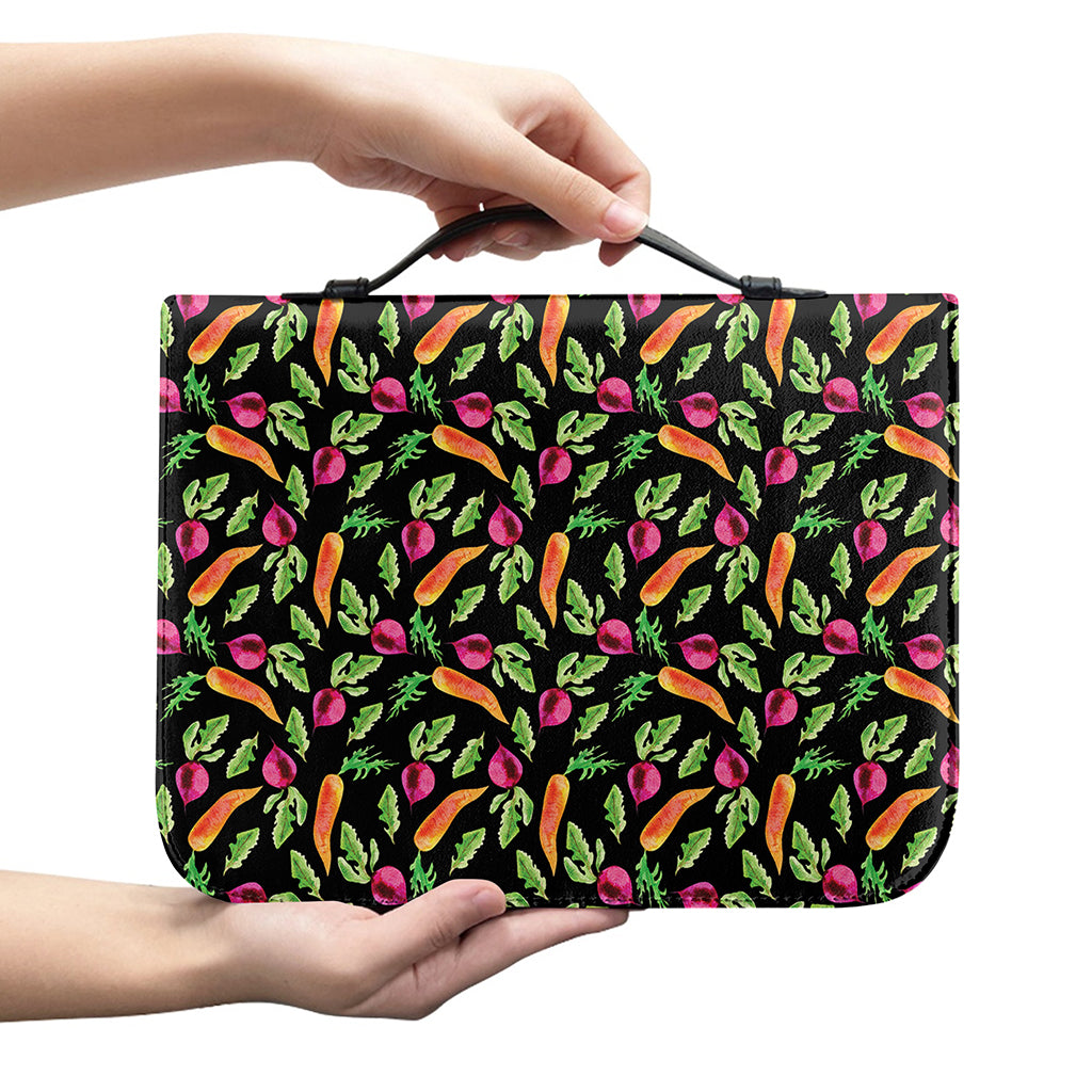 Watercolor Carrot And Radish Print Leather Bible Cover