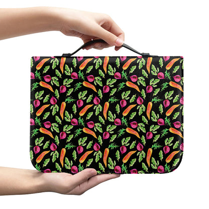 Watercolor Carrot And Radish Print Leather Bible Cover