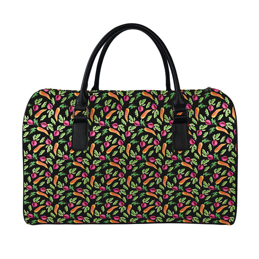 Watercolor Carrot And Radish Print Leather Duffle Bag