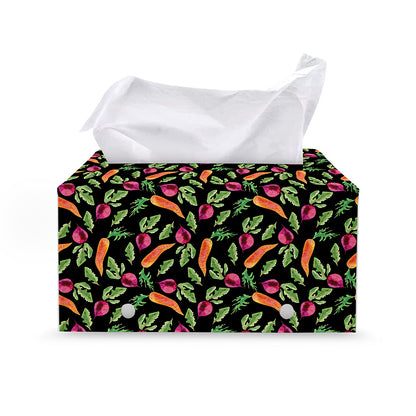 Watercolor Carrot And Radish Print Leather Tissue Box Cover