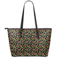 Watercolor Carrot And Radish Print Leather Tote Bag With Zipper