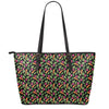 Watercolor Carrot And Radish Print Leather Tote Bag