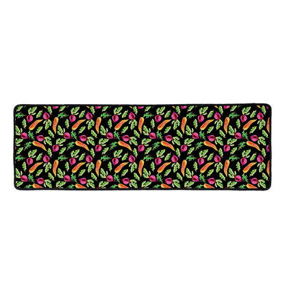 Watercolor Carrot And Radish Print Long Kitchen Mat