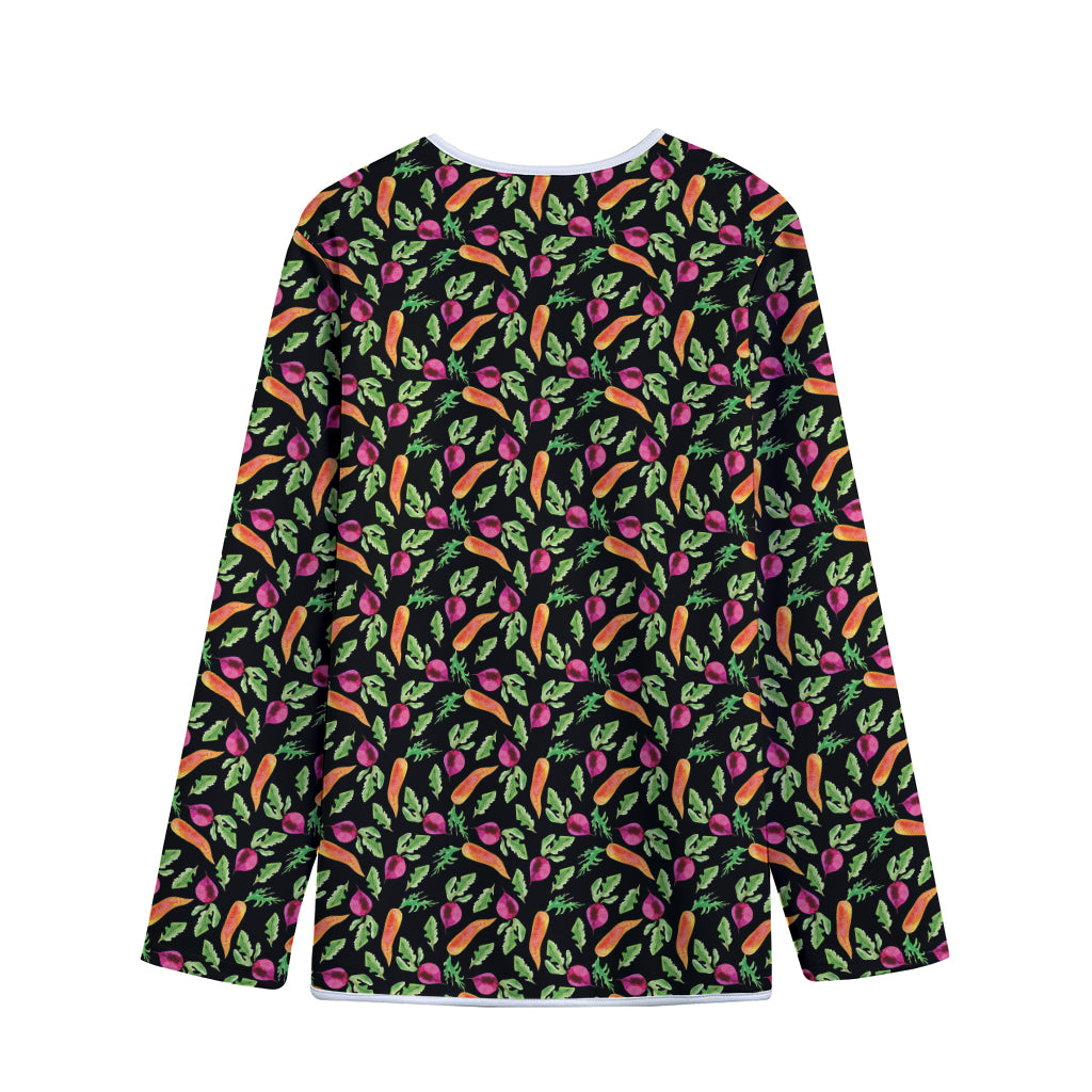 Watercolor Carrot And Radish Print Long Sleeve Short Coat