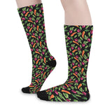 Watercolor Carrot And Radish Print Long Socks