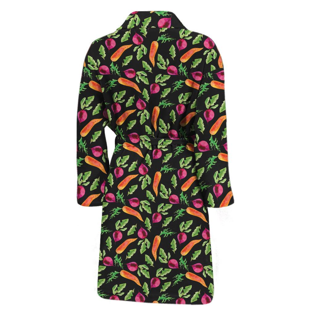 Watercolor Carrot And Radish Print Men's Bathrobe