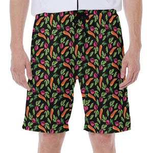 Watercolor Carrot And Radish Print Men's Beach Shorts