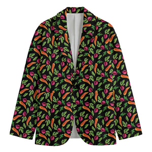 Watercolor Carrot And Radish Print Men's Blazer