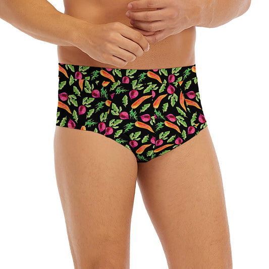 Watercolor Carrot And Radish Print Men's Briefs