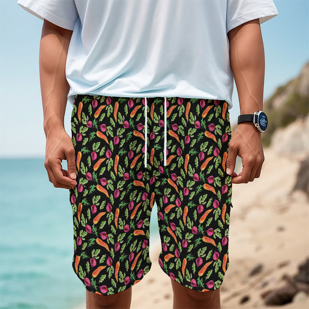 Watercolor Carrot And Radish Print Men's Cargo Shorts