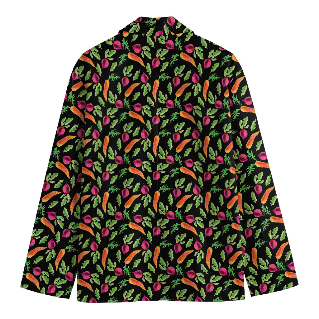 Watercolor Carrot And Radish Print Men's Cotton Blazer